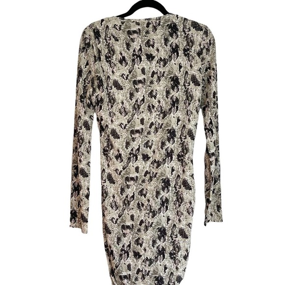 Rag & Bone Tan Snake Poppy Draped Mini Dress Long Sleeve Women's Size M NWT - Picture 6 of 11